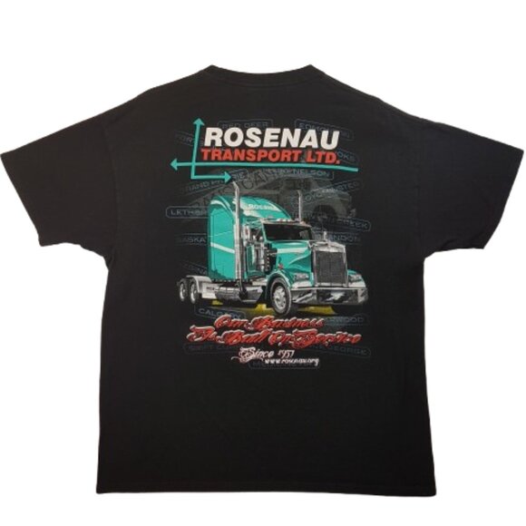 Vintage Tee Shirt ROSENAU TRANSPORT Kenworth Large US L Alberta Saskatchewan BC - Picture 16 of 16